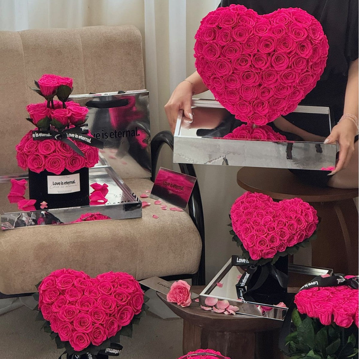 Rose Mirror Heart Bucket