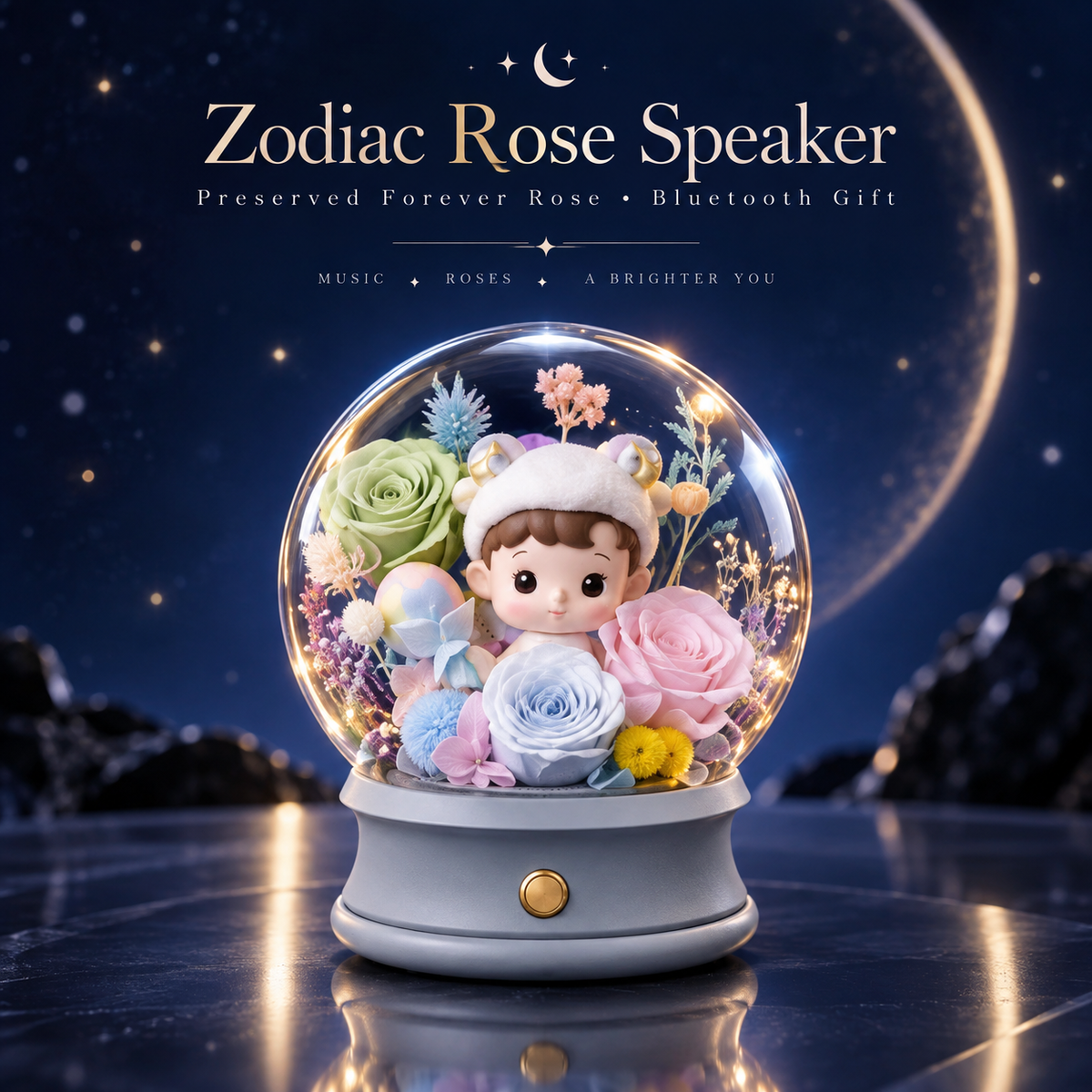 Zodiac Rose Speaker – Preserved Forever Rose Bluetooth Gift