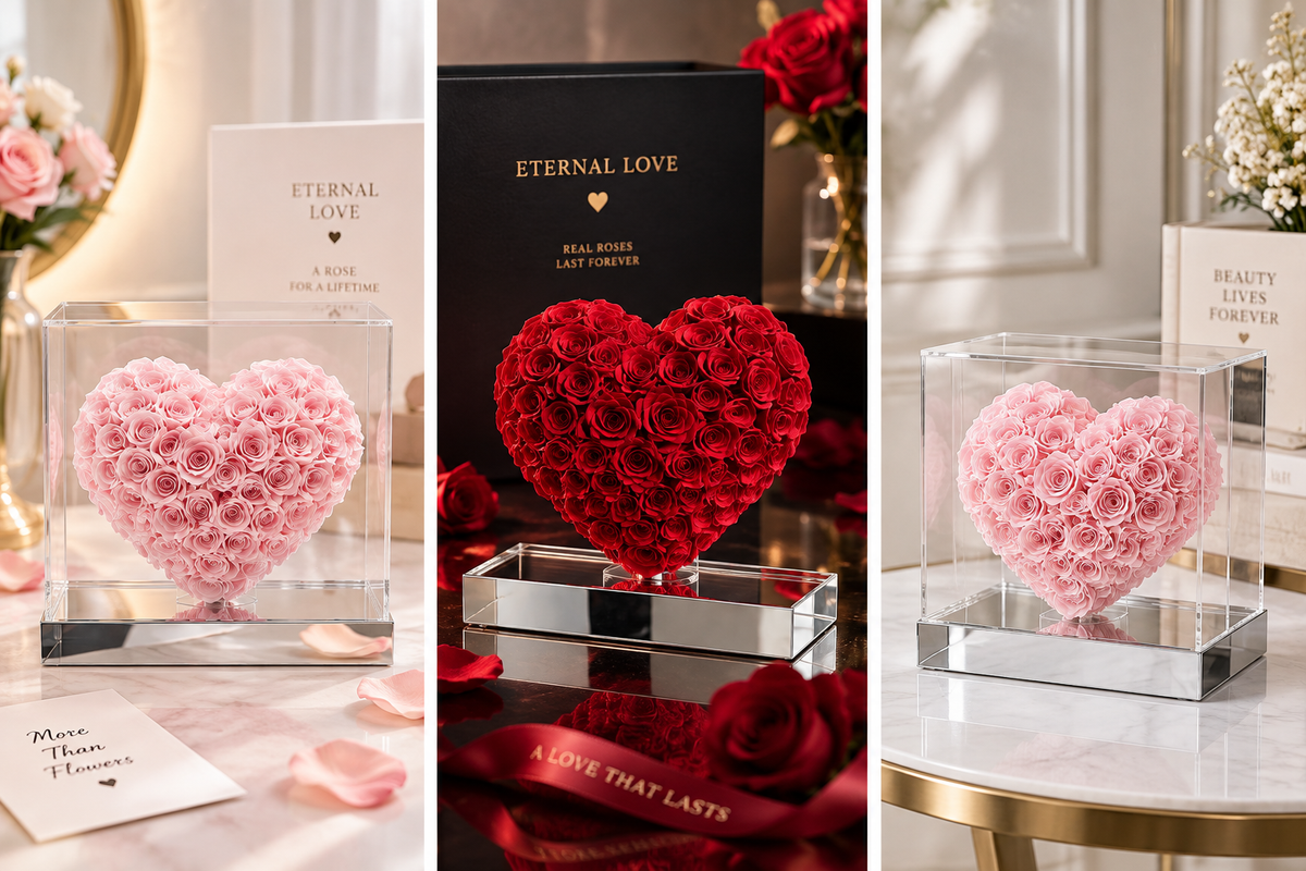 Rose Mirror Heart Box