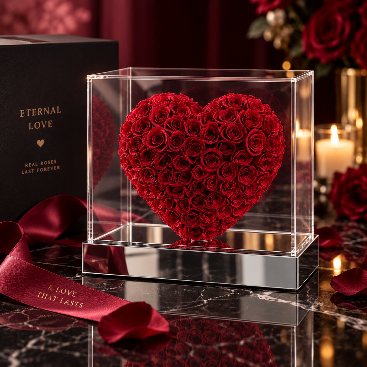 Rose Mirror Heart Box
