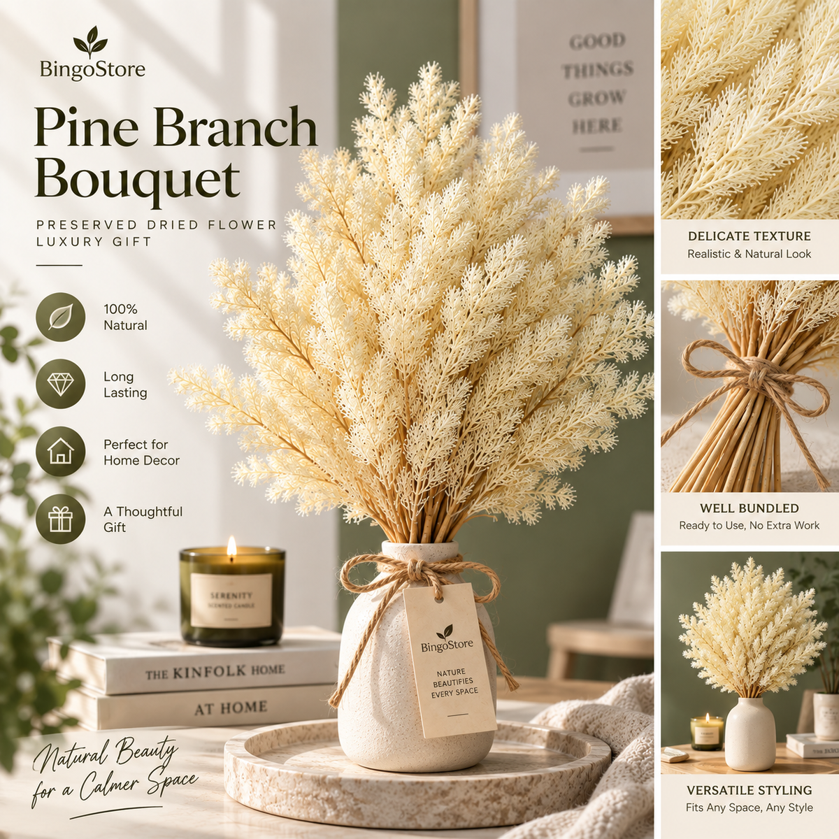 Pine Branch Bouquet – Preserved Dried Flower Luxury Gift