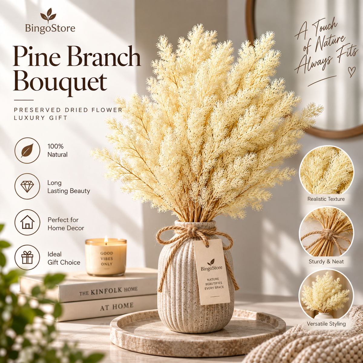 Preserved Pine Stems for Floral Decor